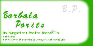 borbala porits business card